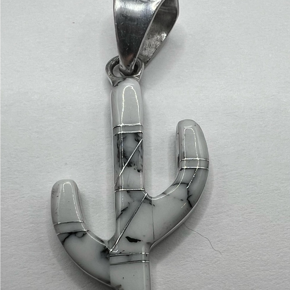 Black and Silver Cactus Pendant - Picture 2 of 4